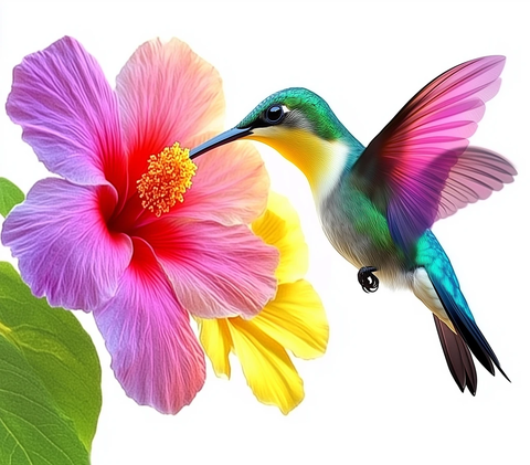 彩色蜂鸟与花朵