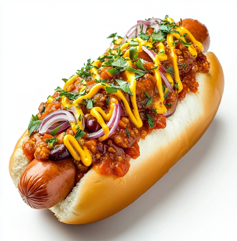 热狗配番茄酱和芝士