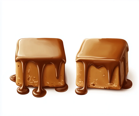 焦糖酱滴落焦糖块