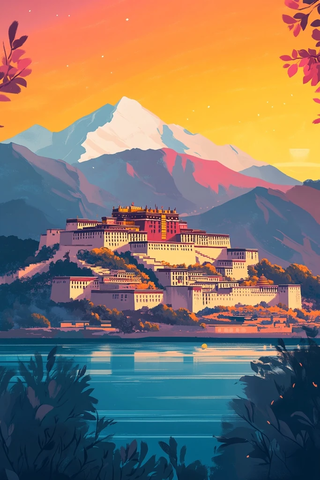 黄昏湖畔布达拉