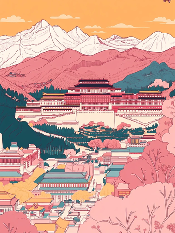 粉调下的藏地盛景