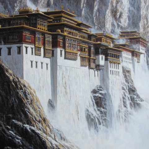 悬崖上的藏式建筑