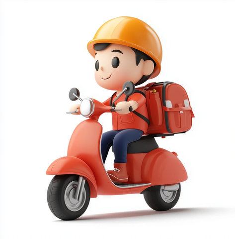 外卖员骑电动车送餐