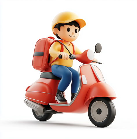 外卖员骑电动车送餐