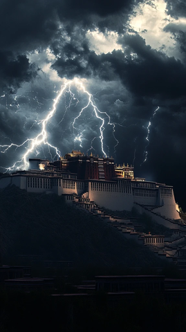 闪电下的布达拉宫