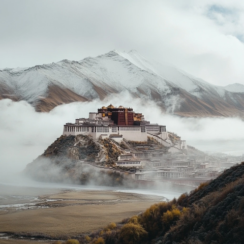 云雾中的布达拉宫