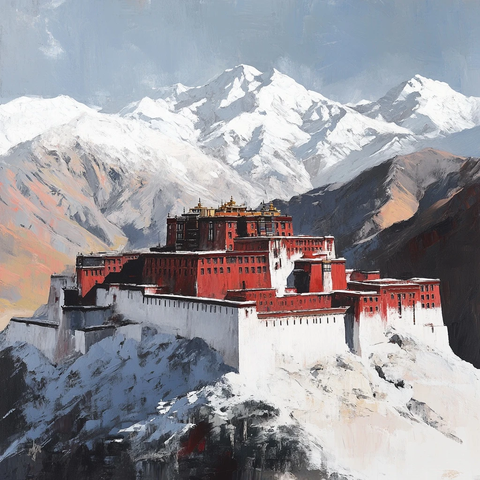油画中的布达拉宫