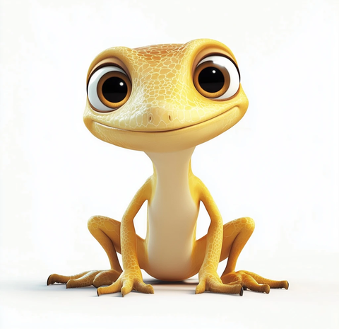 卡通蜥蜴坐地微笑