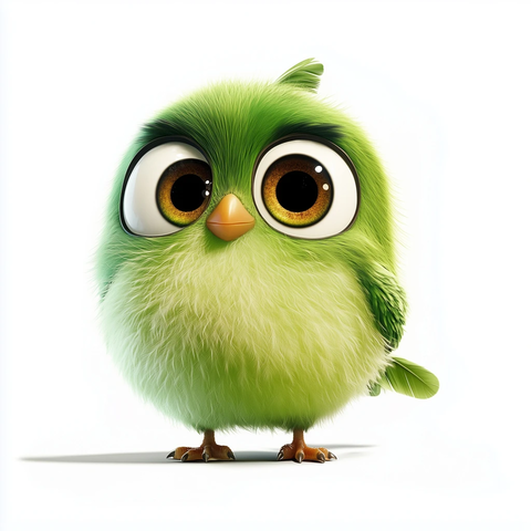 大眼睛绿鸟卡通设计