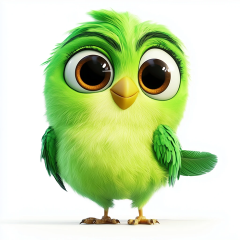 绿色大眼睛小鸟