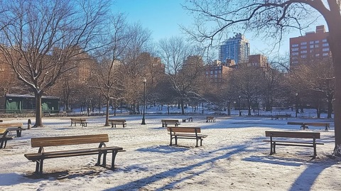 冬季城市公园雪景