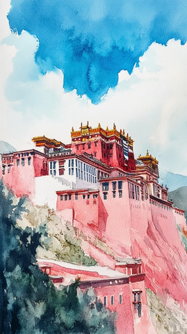 水彩布达拉