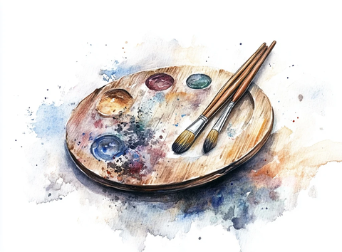 木质调色板与画笔