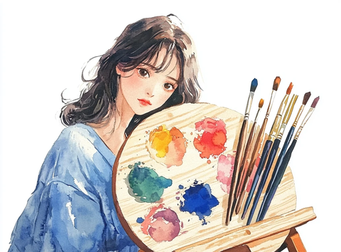 木制调色板与画笔