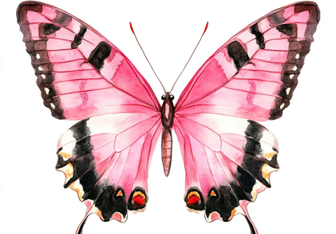水彩粉红蝴蝶