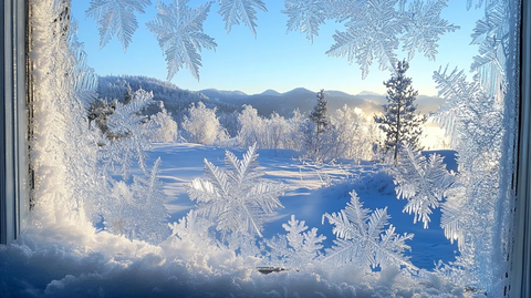 霜窗雪景