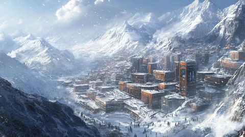 雪山下的现代都市