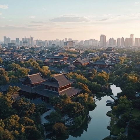 古建筑与现代城市交融