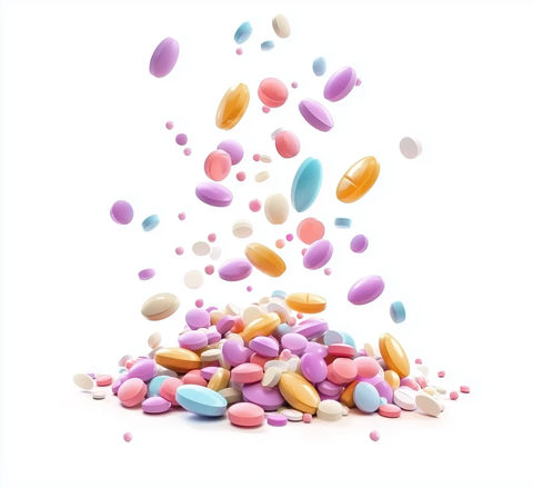 漂浮的药片和药丸