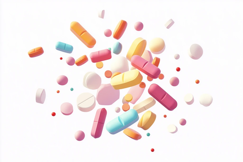 漂浮的药片和药丸