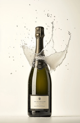 香槟瓶开启，气泡酒喷涌