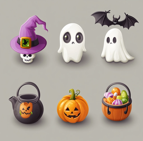万圣节卡通图标集