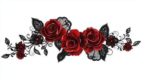 黑蕾丝红玫瑰贴纸
