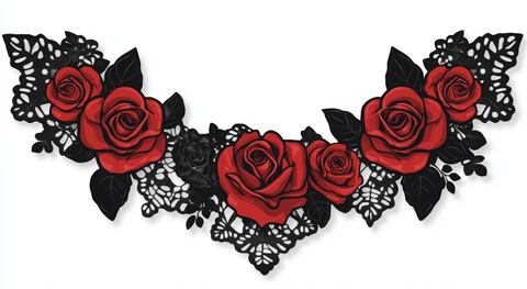 黑蕾丝领红玫瑰贴纸