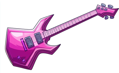 粉色电吉他卡通图
