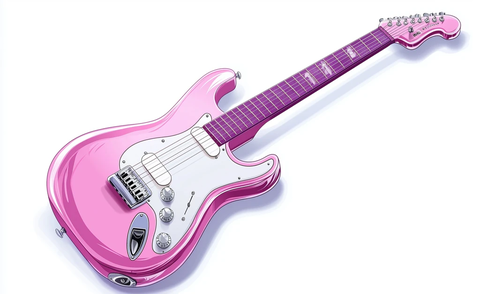 粉色电吉他卡通图