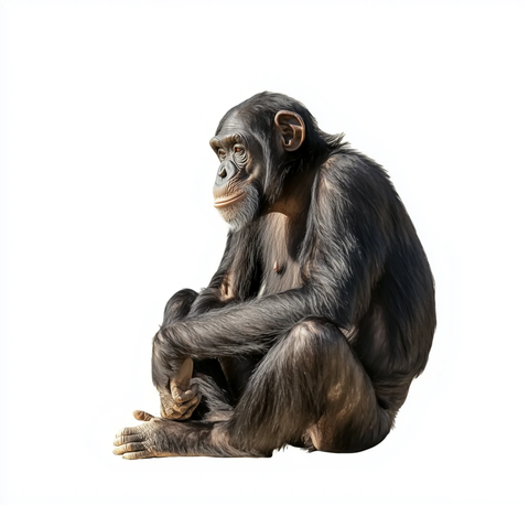 黑猩猩坐在地板上