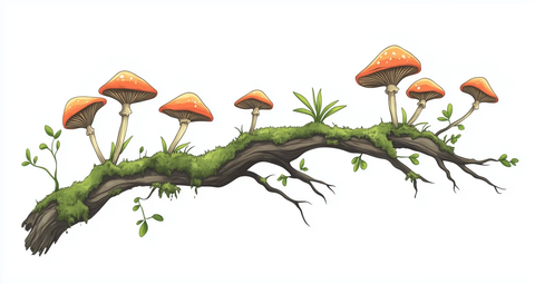 蘑菇生长的树枝