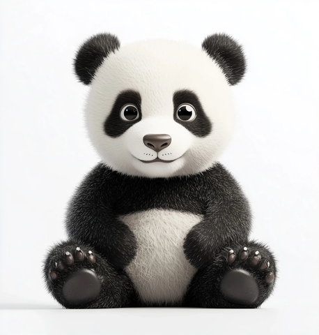 熊猫坐姿侧脸特写