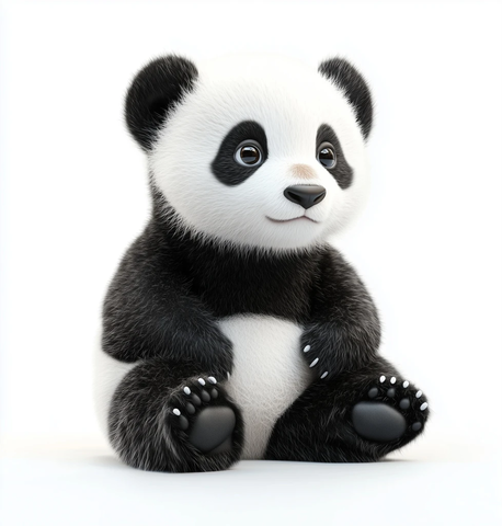 熊猫坐姿侧视图