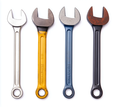 白色背景上的四种扳手