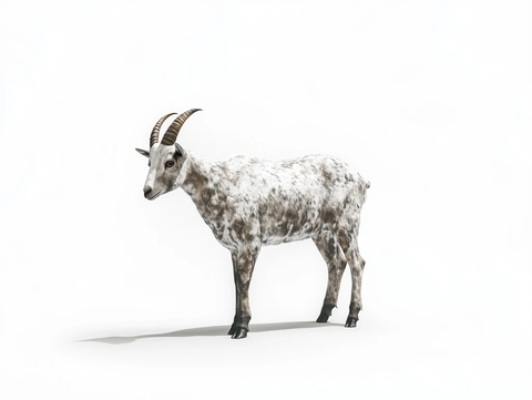白色背景下的山羊全身照
