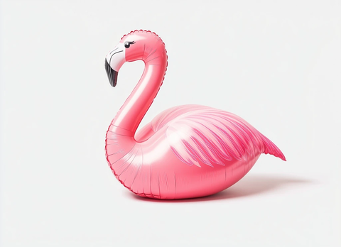 充气火烈鸟平铺摄影