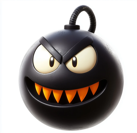 黑色炸弹黄色眼睛橙色牙齿