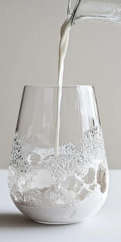 牛奶倒入玻璃杯