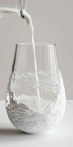 牛奶倒入玻璃杯