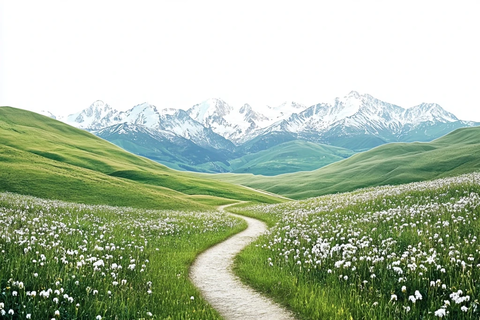 草原小径通向雪山