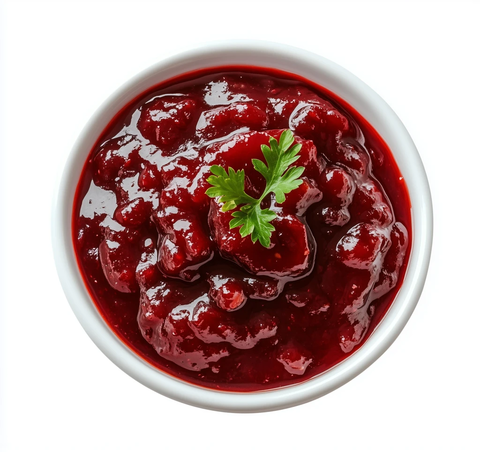 红辣椒酱碗顶视图