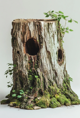 老树桩与白背景