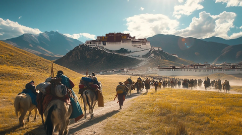 马队前行中的布达拉宫