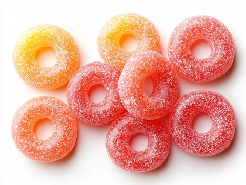 堆叠的软糖甜甜圈