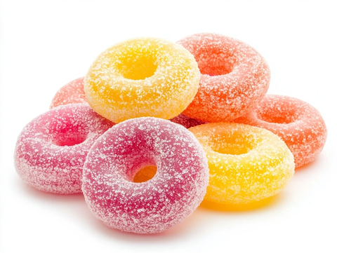 堆叠的软糖甜甜圈