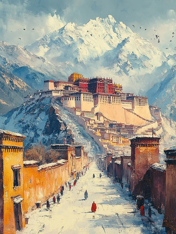 雪后的布达拉宫街道