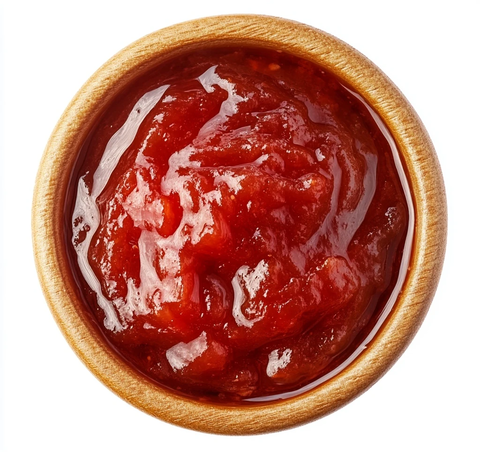 红辣椒酱碗顶视图