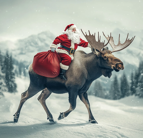 圣诞老人骑驼鹿