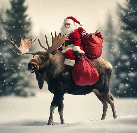 圣诞老人骑驼鹿